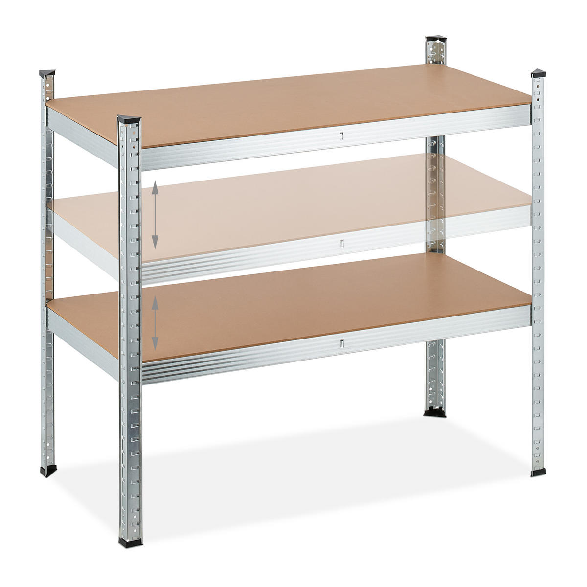 SCHWERLASTREGAL - Silberfarben, Holzwerkstoff/Metall (100/180/50cm) - Relaxdays