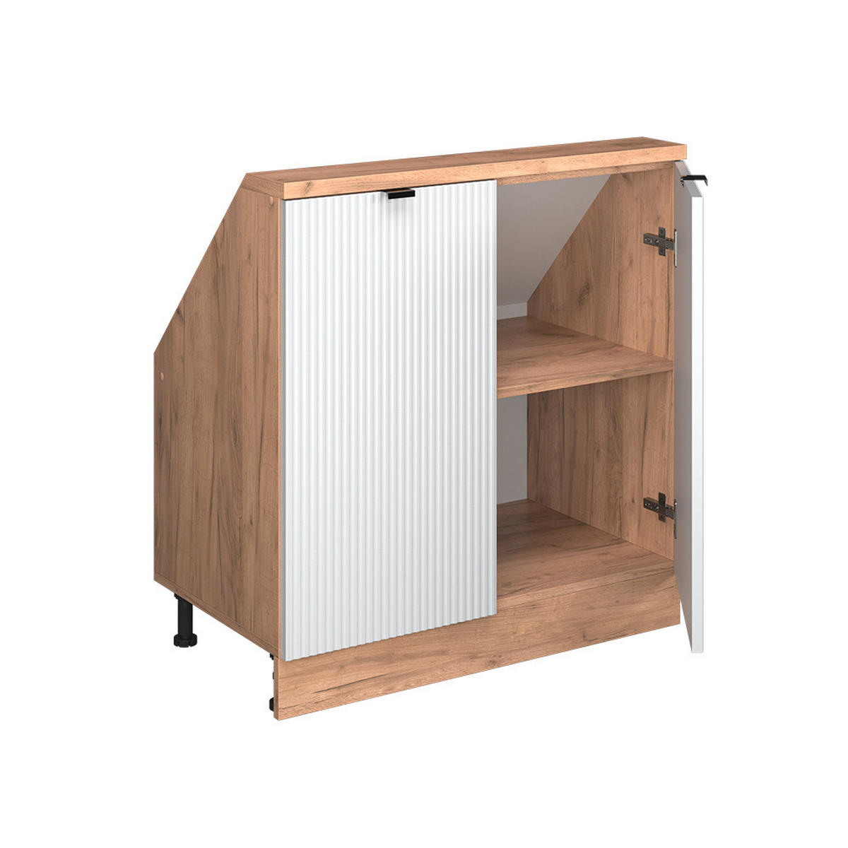 DACHSCHRÄGENSCHRANK Rion Weiß Riffel 80 x 81.6 cm mit 2 Türen - Weiß, Holzwerkstoff (80/81.6/46cm) - Vicco