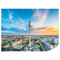 FOTOTAPETA Pre Obývaciu Izbu Televízna Veža Berlín Panoráma Mesta Mrakodrapy 400 x 280 cm - oranžová/hnedá, papier (400/280cm) - Muralo