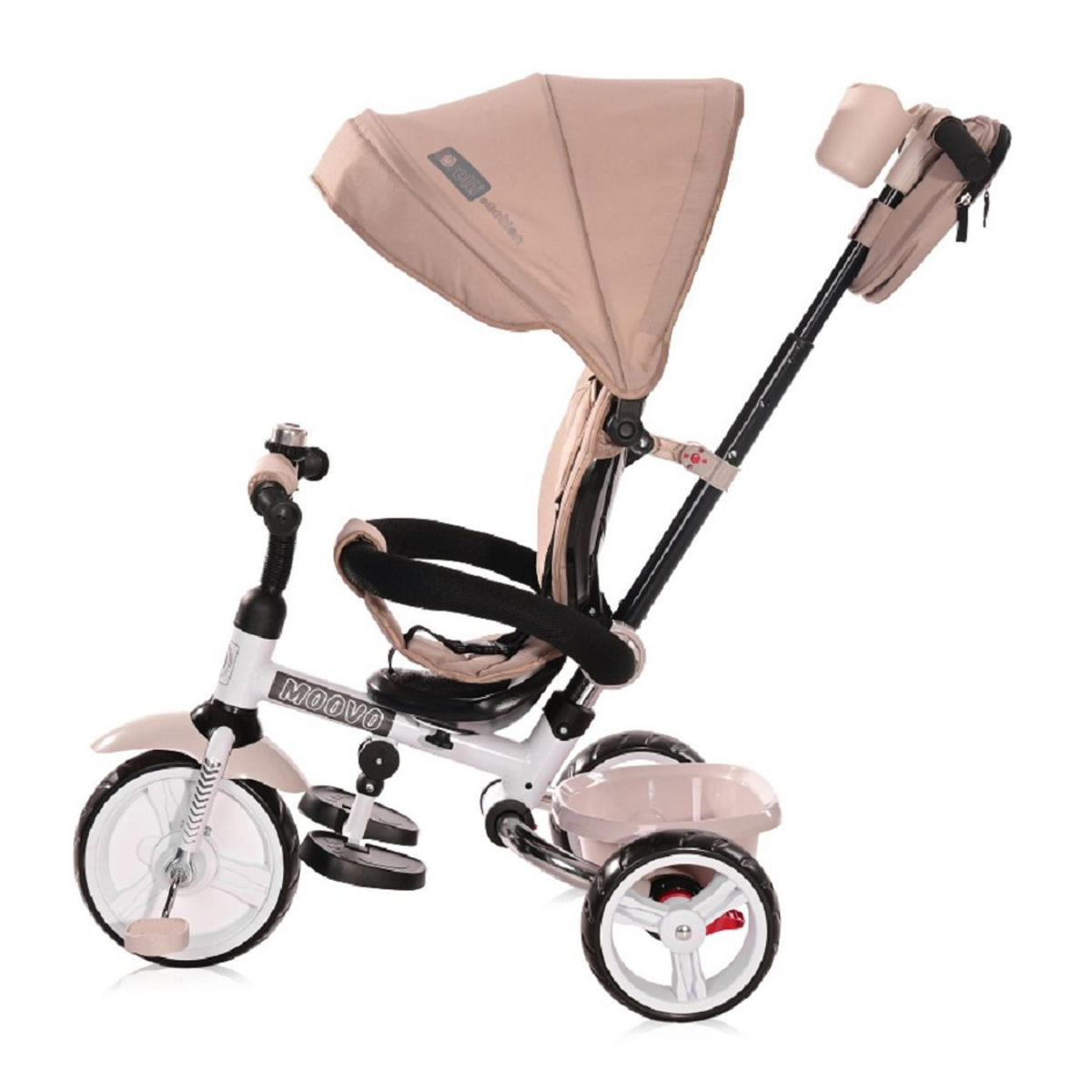 DREIRAD Moovo hellbraun EVA-Reifen faltbar Lenkstange Becherhalter verstellbar - Beige, Metall (120/55/104cm) - Lorelli