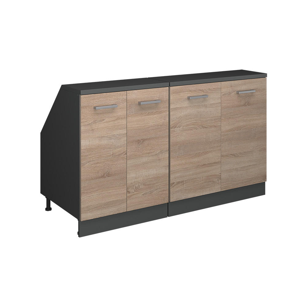 Vicco KUCHYŇSKÁ SKŘÍŇKA POD ŠIKMOU STŘECHU R-Line Sonoma 140 cm Sada 2 korpusů skříně hloubka 60 cm
