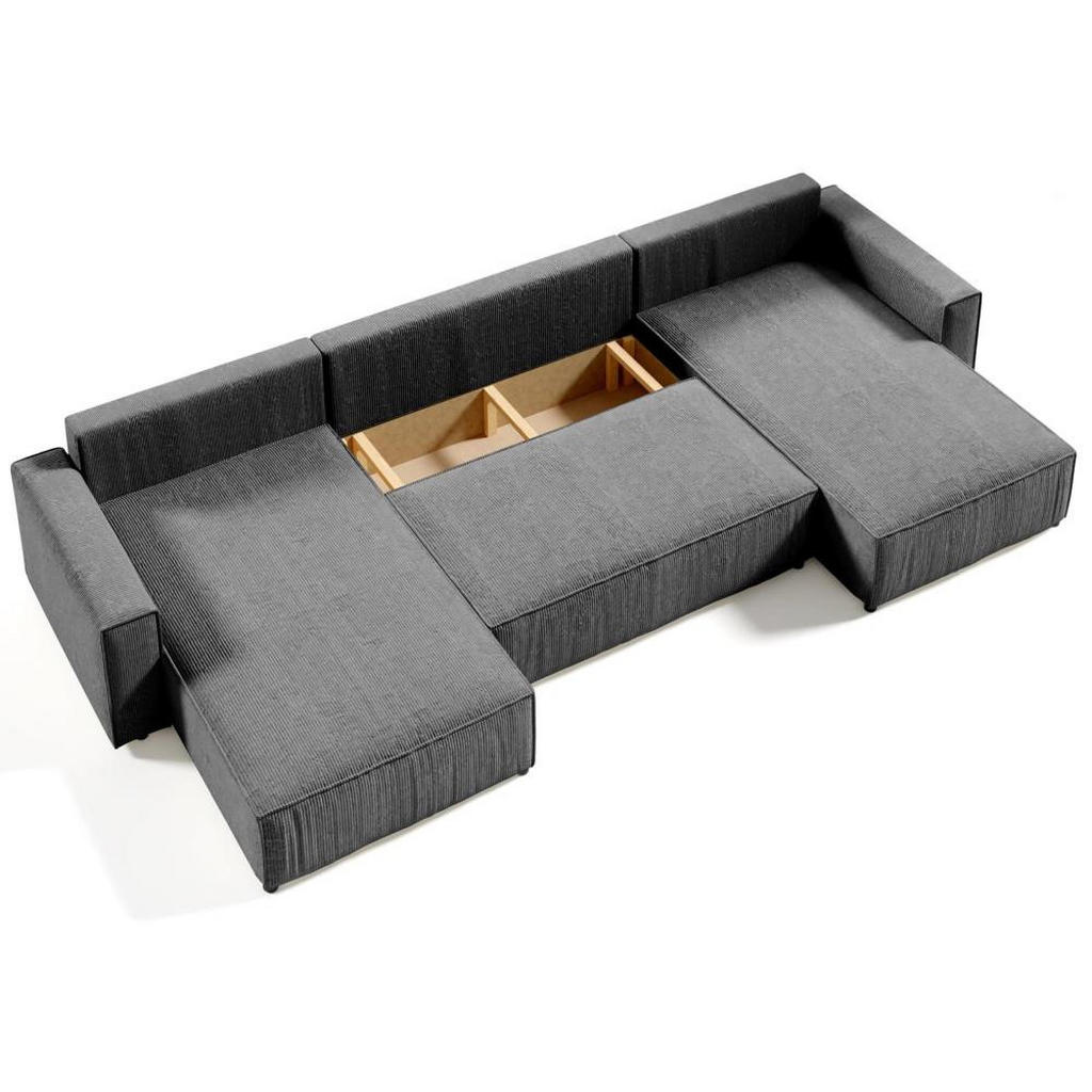 Thumbnail - Beautysofa Wohnlandschaft, Dunkelgrau, Textil, 390x70x185 cm, Wohnzimmer, Sofas & Couches, Wohnlandschaften, Wohnlandsch...