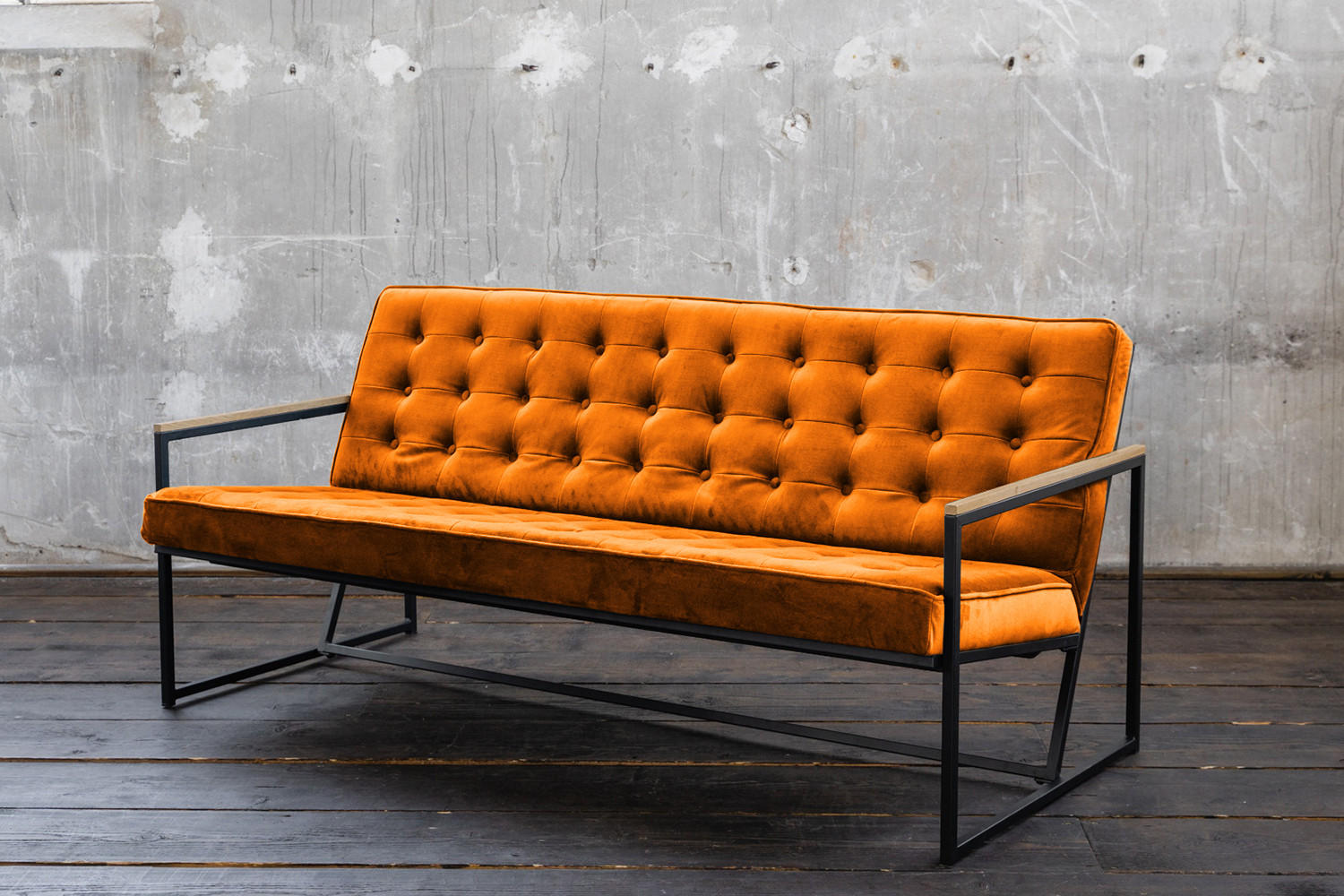 POLSTERBANK ARLY Orange Velvet - Orange, Textil (173/80/77cm) - KAWOLA