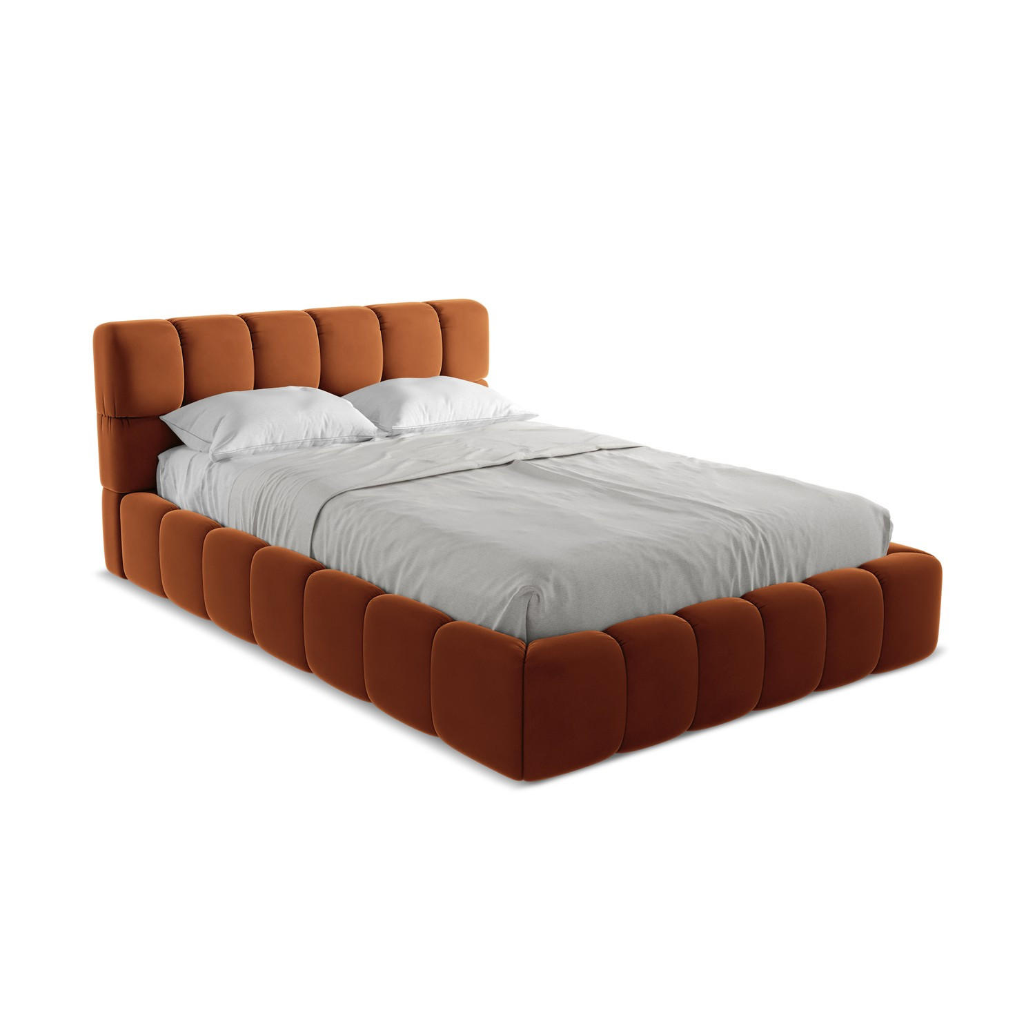 POLSTERBETT mit Bettkasten und Lattenrost 160x228 Orange - Terracotta/Schwarz, Kunststoff/Textil (140/200cm) - LaMiaSofa