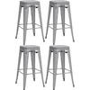 BARHOCKER 4er Set Metall silber - Silberfarben, Metall (43/77/43cm) - CLP