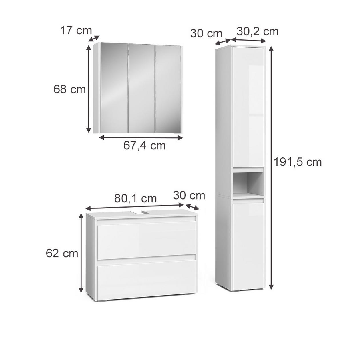KOUPELNOVÝ NÁBYTEK Majest Bílá/bílý vysoký lesk - bílá/vysoce lesklá bílá, kompozitní dřevo (80.1/62/30.1cm) - Vicco