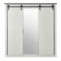 KLEIDERSCHRANK weiß Pinie, anthrazit Landhaus, Schiebetürenschrank 3-türig mit Spiegel 201 x 209 - Anthrazit/Weiß, Holzwerkstoff/Metall (201/209/63cm) - Furn.Design