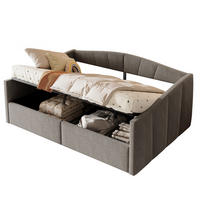 POLSTERBETT 140/200 cm Grau aus Samtstoff mit Bettkasten - Dunkelgrau, Leder (140/200cm) - OKMYHOME