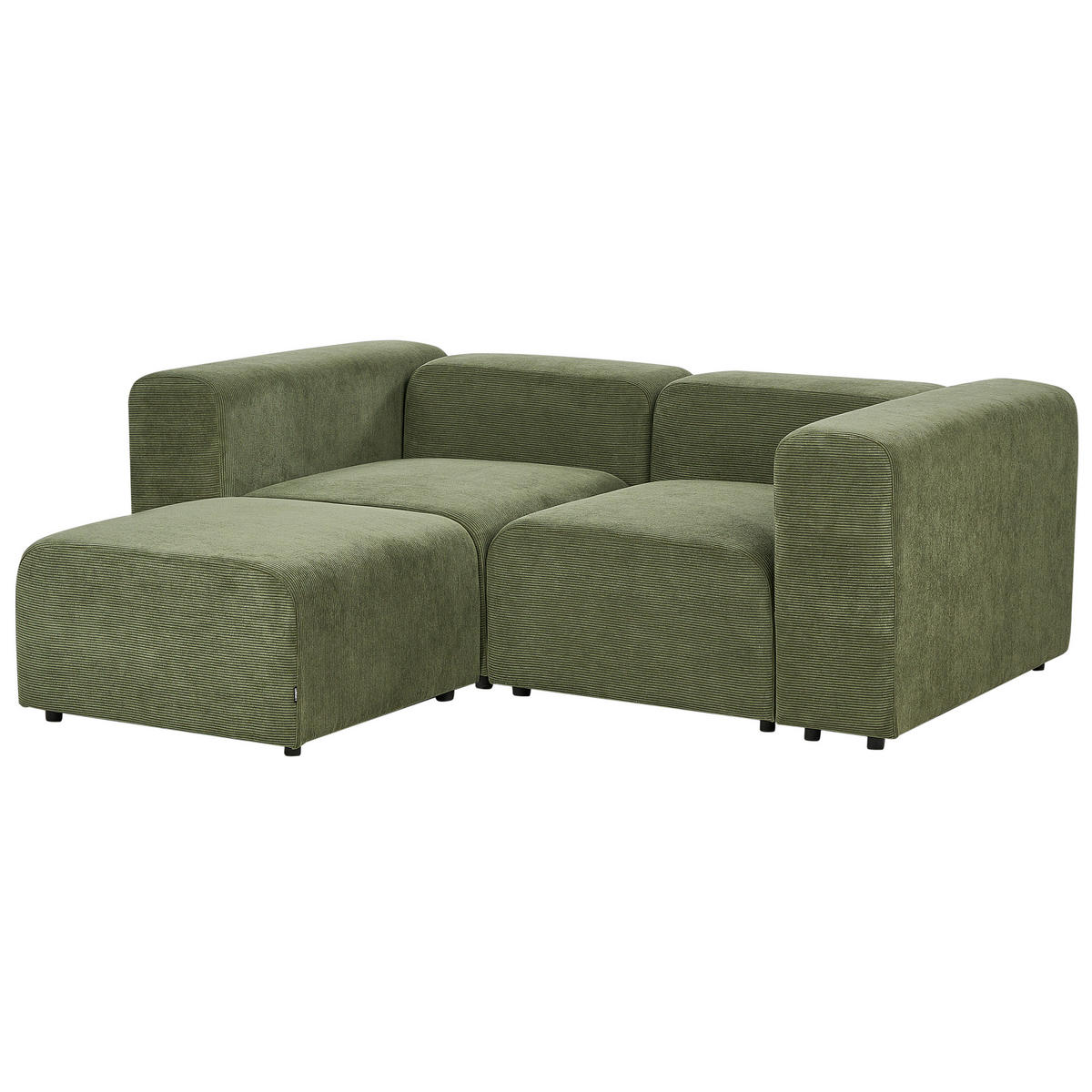ECKSOFA 2-Sitzer Cord grün mit Ottomane Falsterbo - Grün, Textil (204/105cm) - Beliani