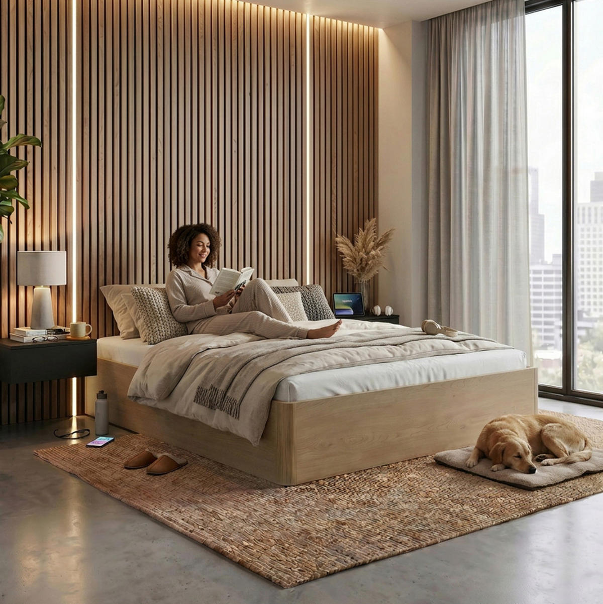 BETT Sara mit Bettkasten und Taschenfedernmatratze 20 cm, 180x200, Cremona Eiche - Eichefarben, Holzwerkstoff (180/200cm) - Beautysofa