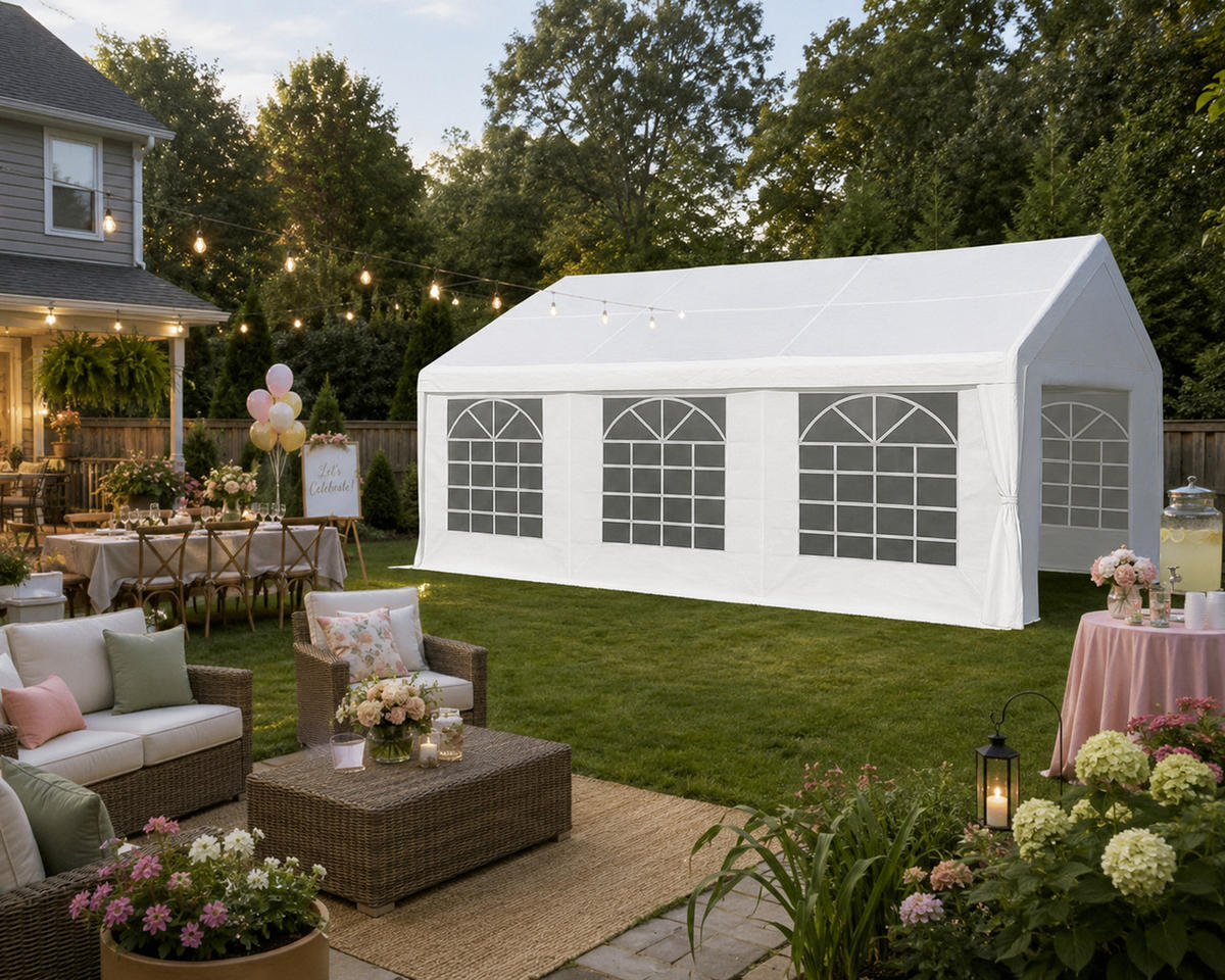 DACHPLANE Livingston - Zeltabdeckung für 4x6 Meter, PVC weiss 480g/m². BxTxH: 600x400x310 cm - Weiß, Kunststoff (600/0.3/400cm) - TPFGarden