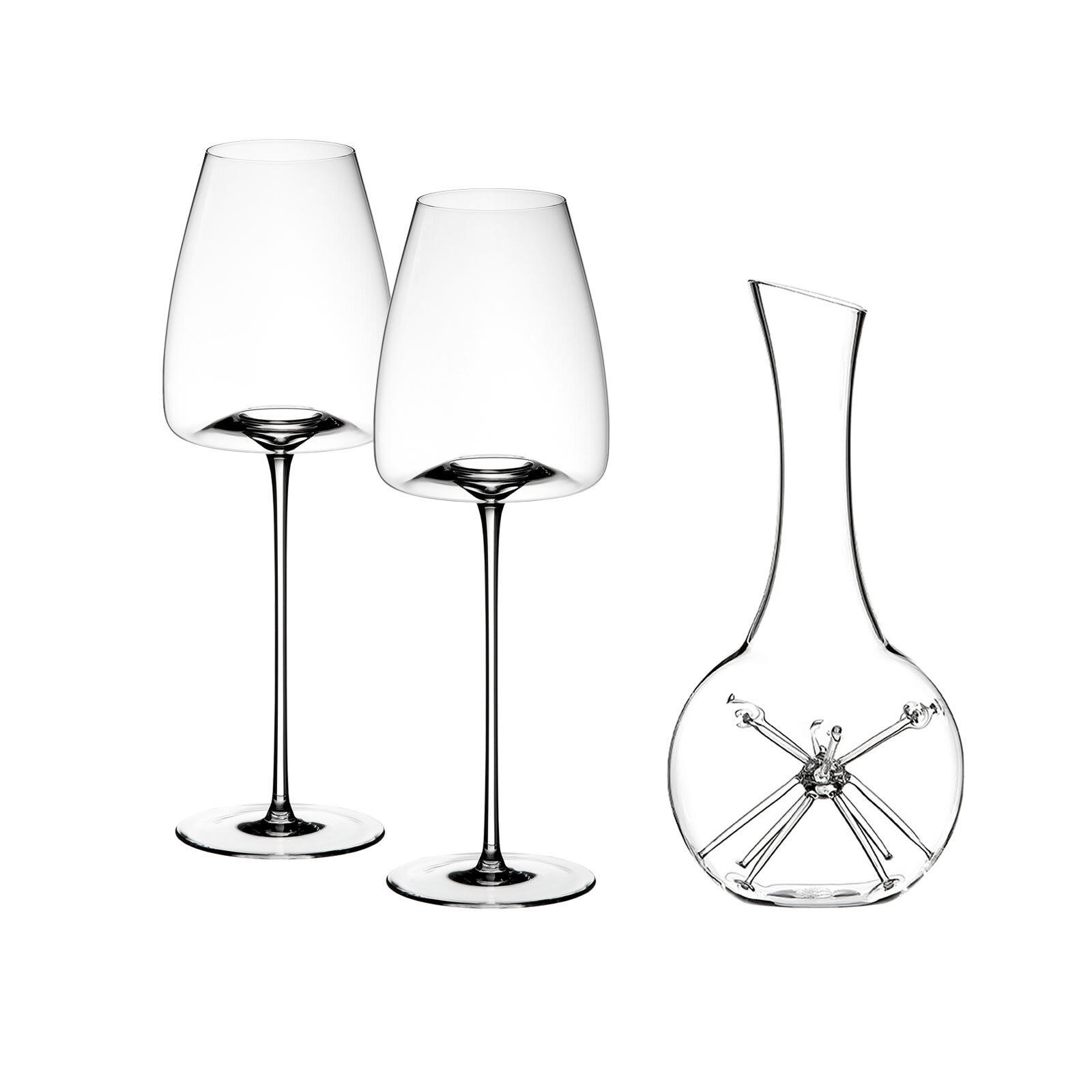 WEINGLÄSER + DEKANTER Vision Straight + STAR mini transparent 3er Set - Transparent, Glas - Zieher