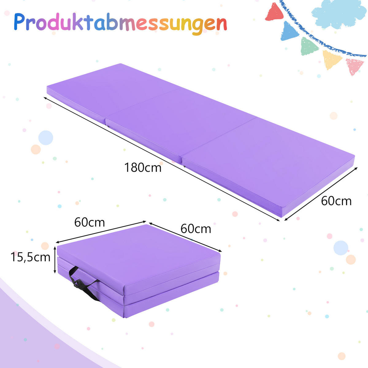 ÜBUNGSMATTE Violett - Lila, Leder (60/180cm) - COSTWAY