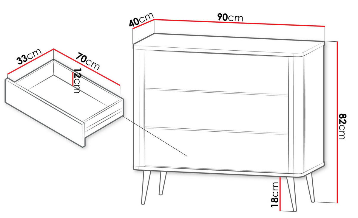 KOMMODE Marly Kaschmir / Graustein 90 / 40 / 82cm - Kaschmir/Beige, Holz/Holzwerkstoff (90/82/40cm) - Feldmann-Wohnen
