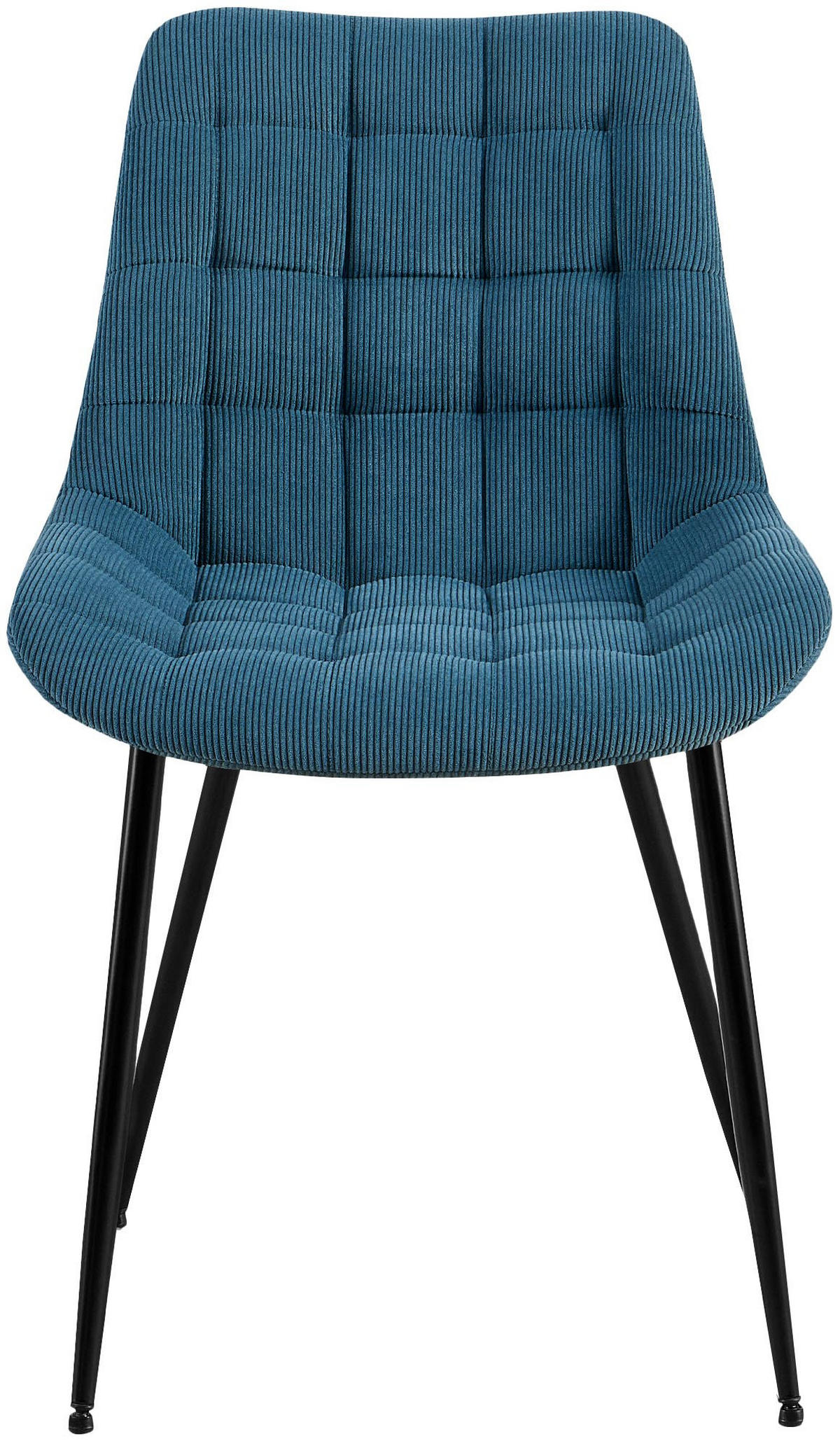 ESSZIMMERSTUHL Cord Blau - Blau/Schwarz, Textil/Metall (52/83/58cm) - CLP