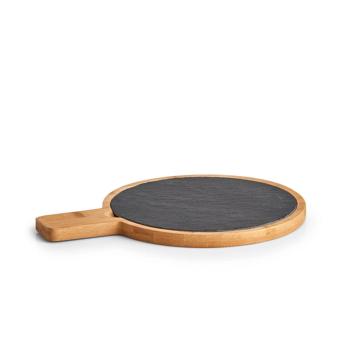 SERVIERBRETT Bambusgriff Ø 22 cm - Anthrazit, Stein (22/1.5/29.5cm) - ZELLER
