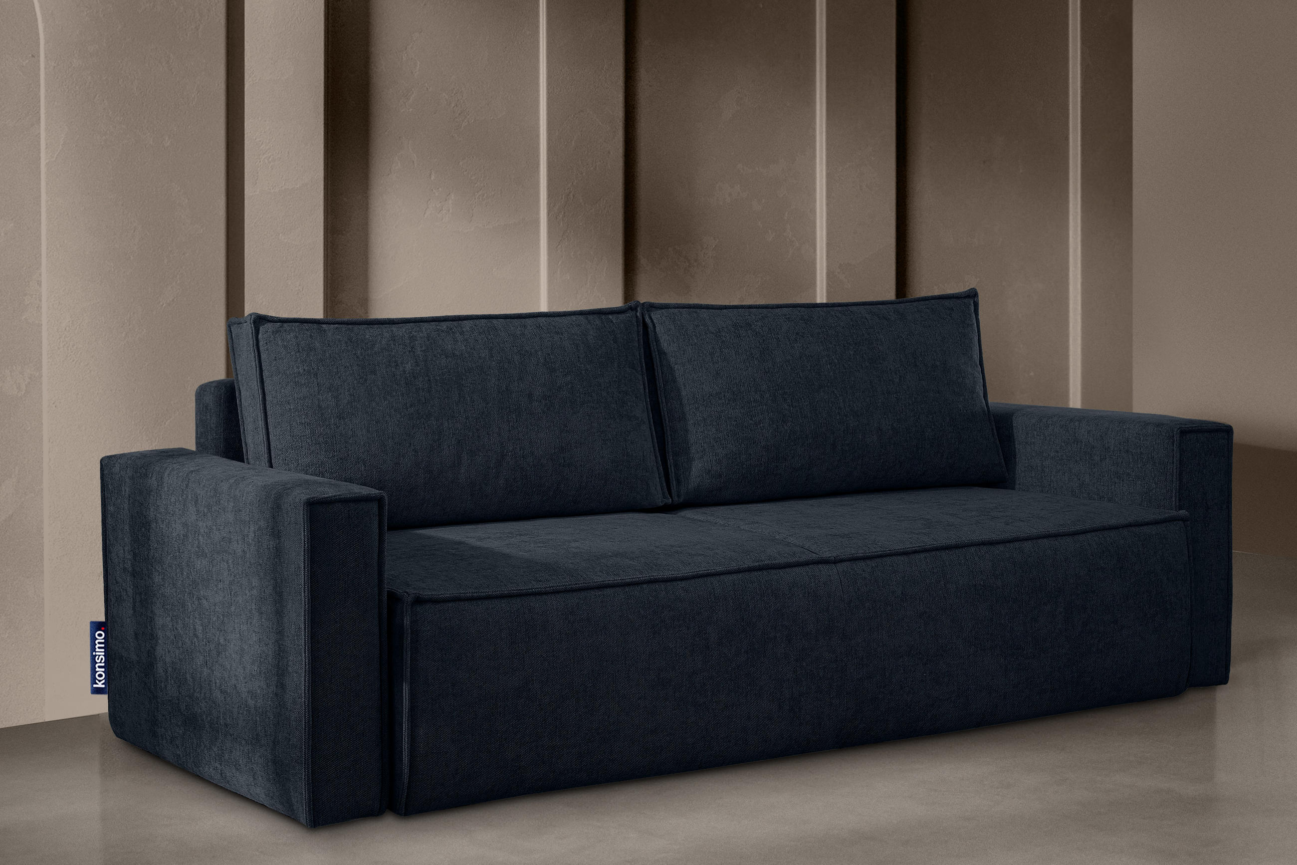 Thumbnail - Konsimo® 3-Sitzer-Sofa, Dunkelblau, Textil, 228x89x101 cm, FSC 100%, Hergestellt in Europa, Wohnzimmer, Sofas & Couches,...