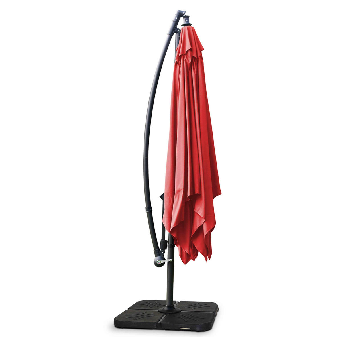 SONNENSCHIRM doppelter 3x3m mit 4 Gewichtsplatten, Rot - Rot, Metall (300/300cm) - Oviala