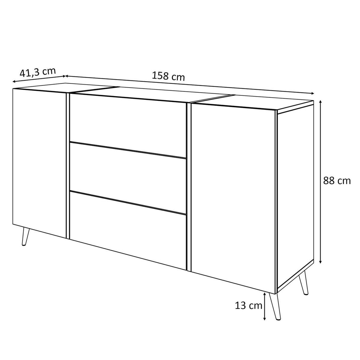 SIDEBOARD mit Schubladen ONYX LOFT auf Beinen Push Open - Eichefarben, Holzwerkstoff (158/88/41.3cm) - Lookway