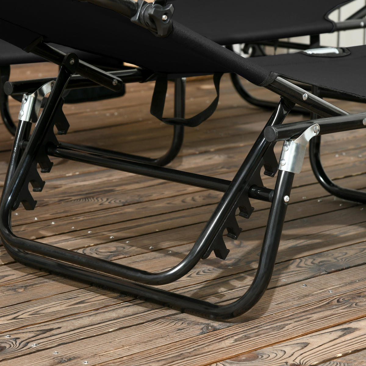 SONNENLIEGE-SET 2 TLG. mit Sonnendach Schwarz - Schwarz, Textil/Metall - Outsunny