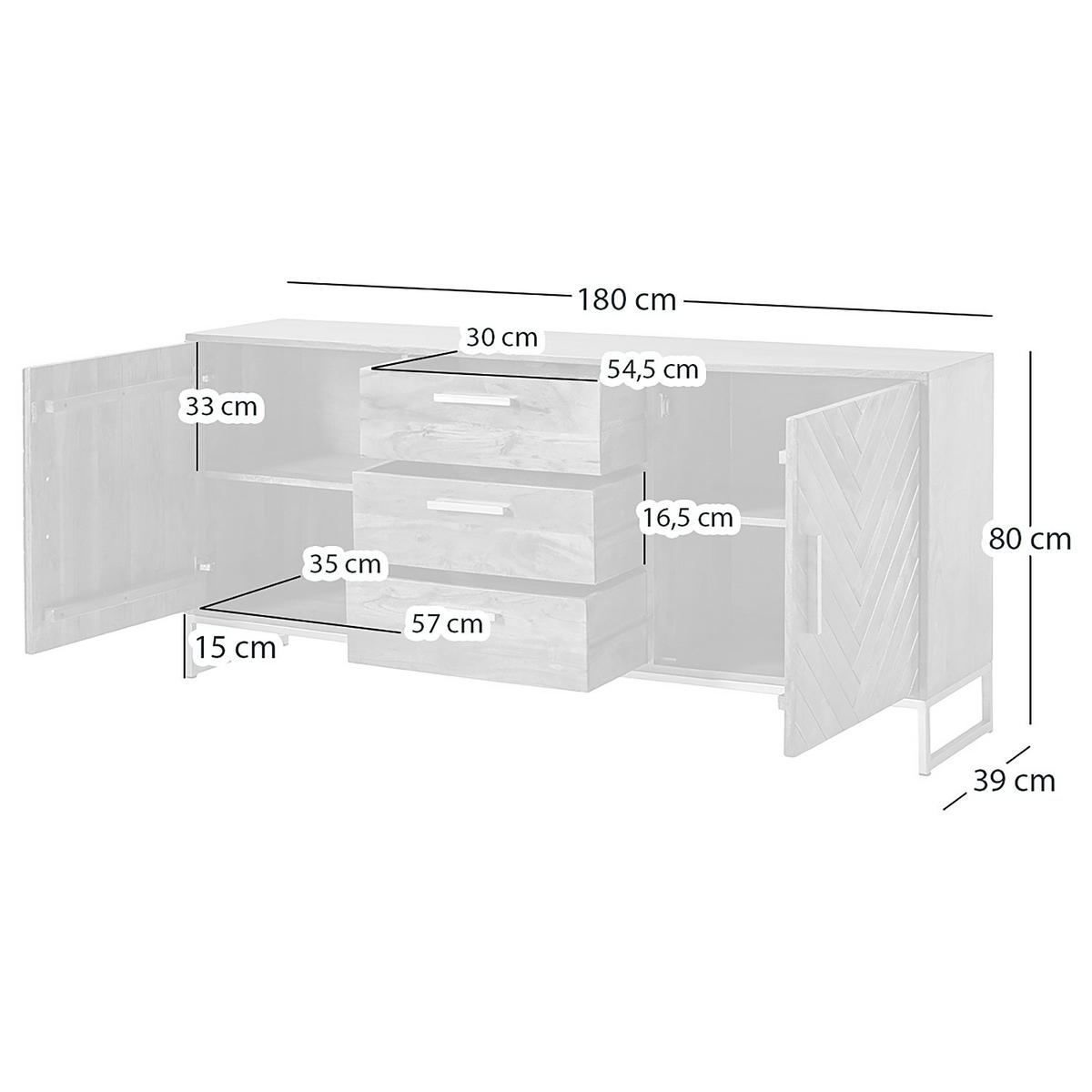 SIDEBOARD - Akazie massiv - Goldfarben/Akaziefarben, Holz (180/80/39cm) - home24