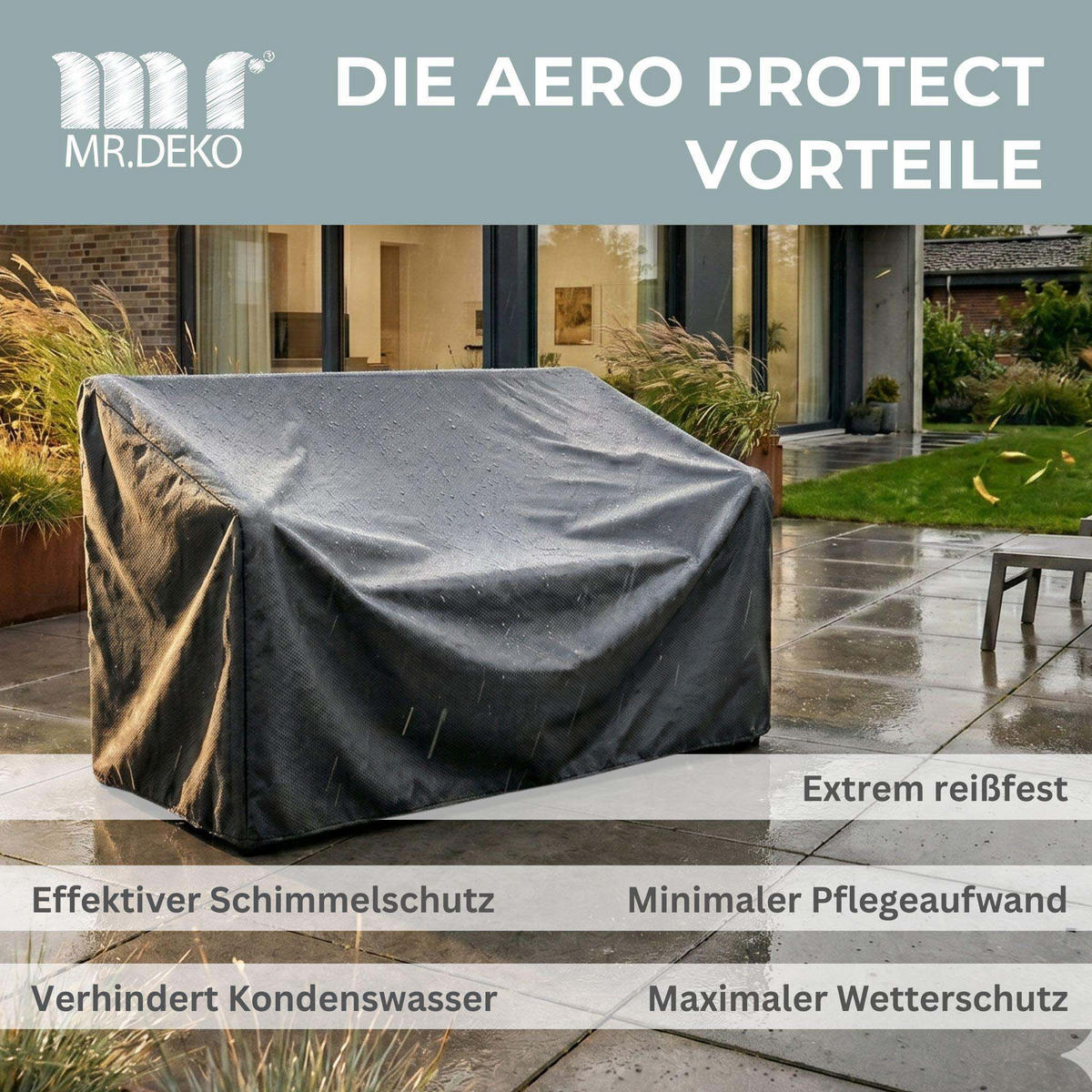 SCHUTZHÜLLE Aero Protect Dunkelgrau für Gartenbänke 2-Sitzer - Grau, Metall (130/86/70cm) - Mr. Deko