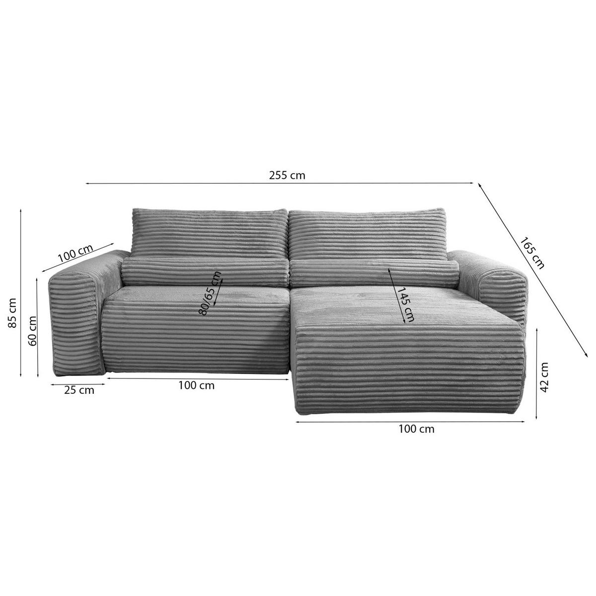 ECKSOFA Leo Greige beidseitig montierbar - Taupe, Kunststoff/Textil (255/85cm) - Selsey
