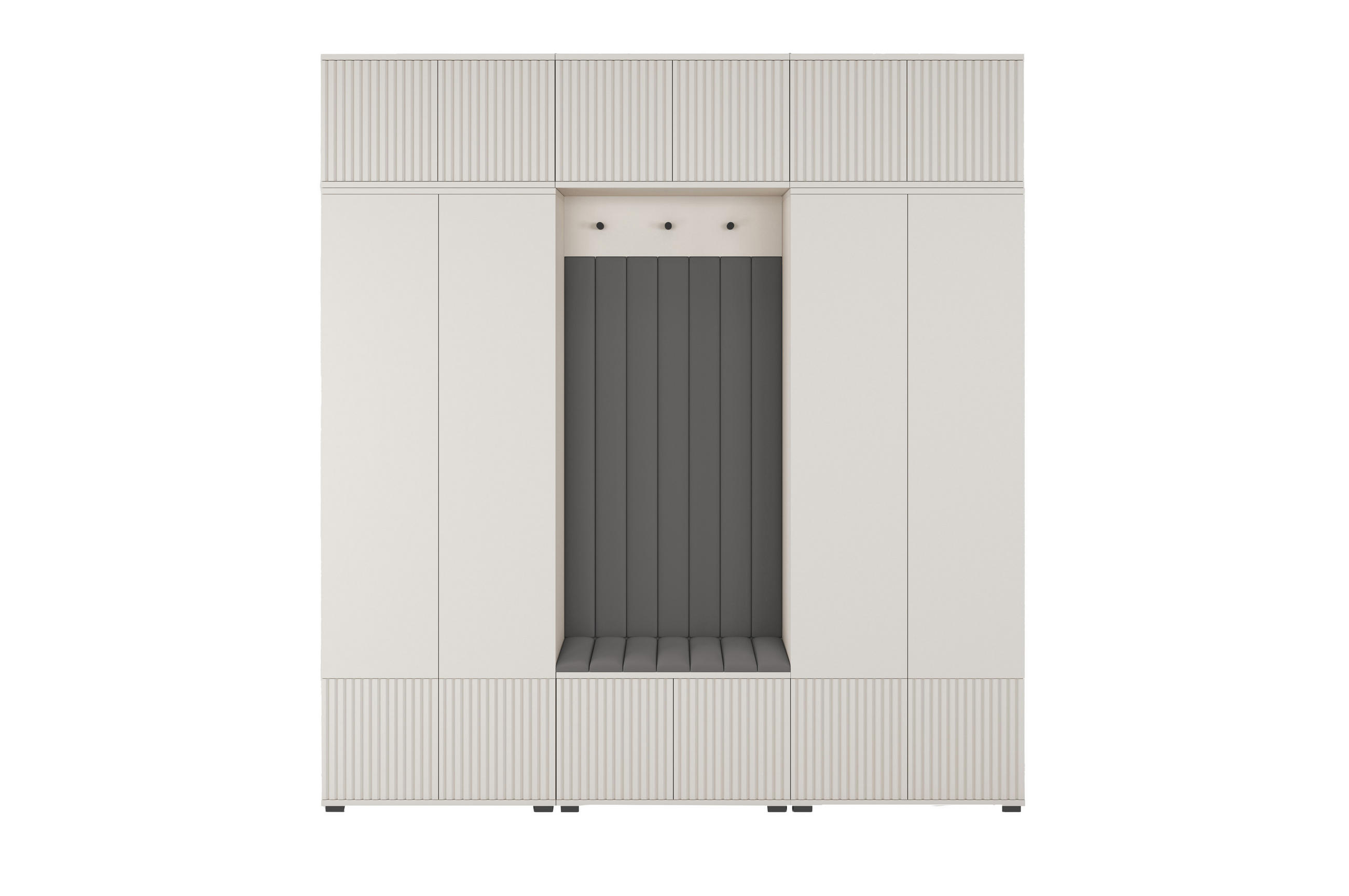 GARDEROBE Ritmo version 3 mit POLSTERPANEELEN DUNKELGRAU - Dunkelgrau/Beige, Holzwerkstoff (210/225/43cm) - Jerpax