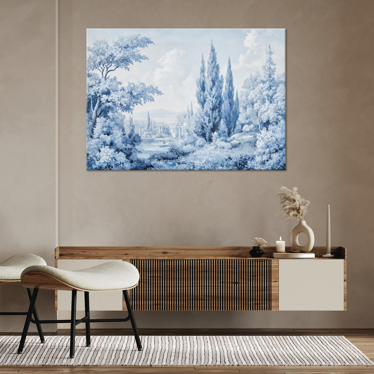 WANDBILD landschaft wald bäume natur blau - Blau, Textil (60/40cm) - Feeby