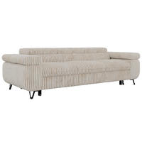 TŘÍMÍSTNÁ POHOVKA PETER 3 s rozkládací funkcí - Béžová Manšestr - černá/krémová, kov/textil (262/76/99cm) - MKS