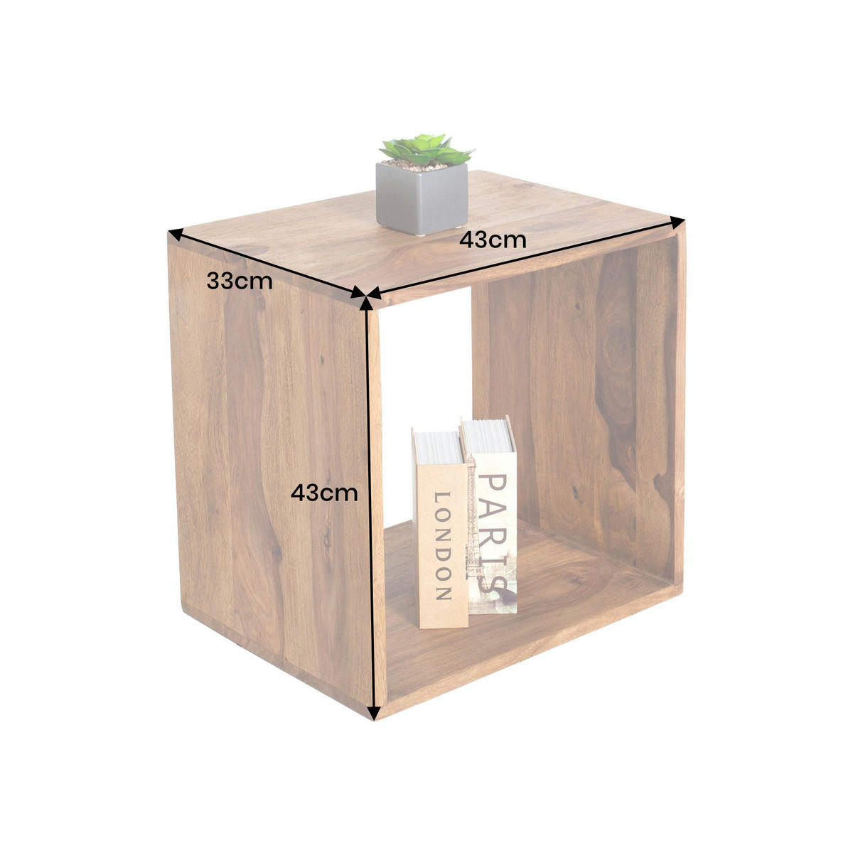 BEISTELLTISCH MAKASSAR Sheesham Natur 45 cm - Braun, Holz (33/43/43cm) - riess-ambiente
