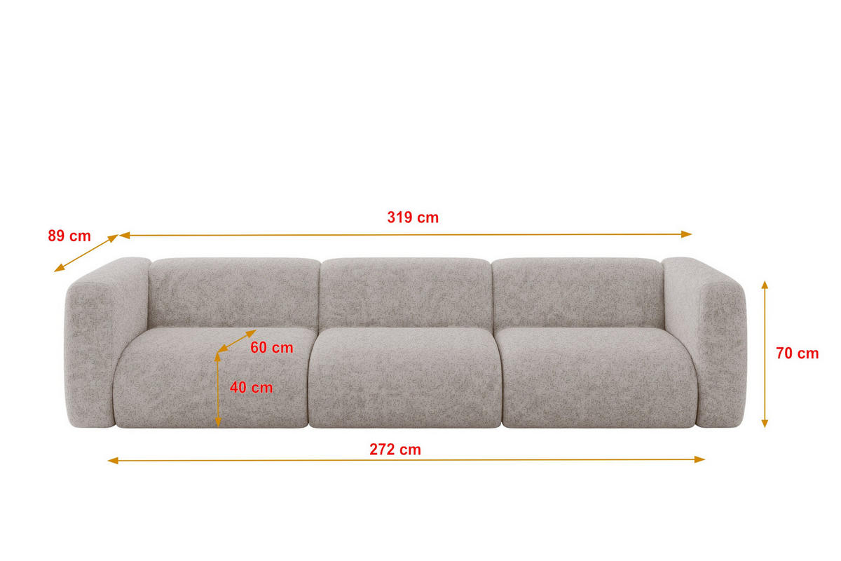 MODULÁRNÍ pohovka MIRA-S2, 3místná, 319 × 89 × 70 cm, světle šedá, velur - černá/světle šedá, kompozitní dřevo/textil (319/70/89cm) - ALTDECOR