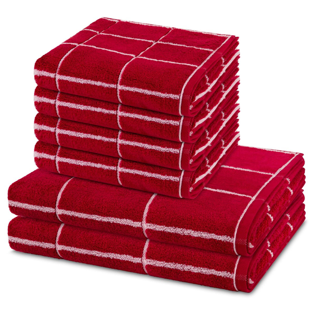 FROTTIERSET Sensual Skin Karo 6-teilig - Rot, Textil (50/100cm) - Ross