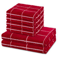 FROTTIERSET Sensual Skin Karo 6-teilig - Rot, Textil (50/100cm) - Ross