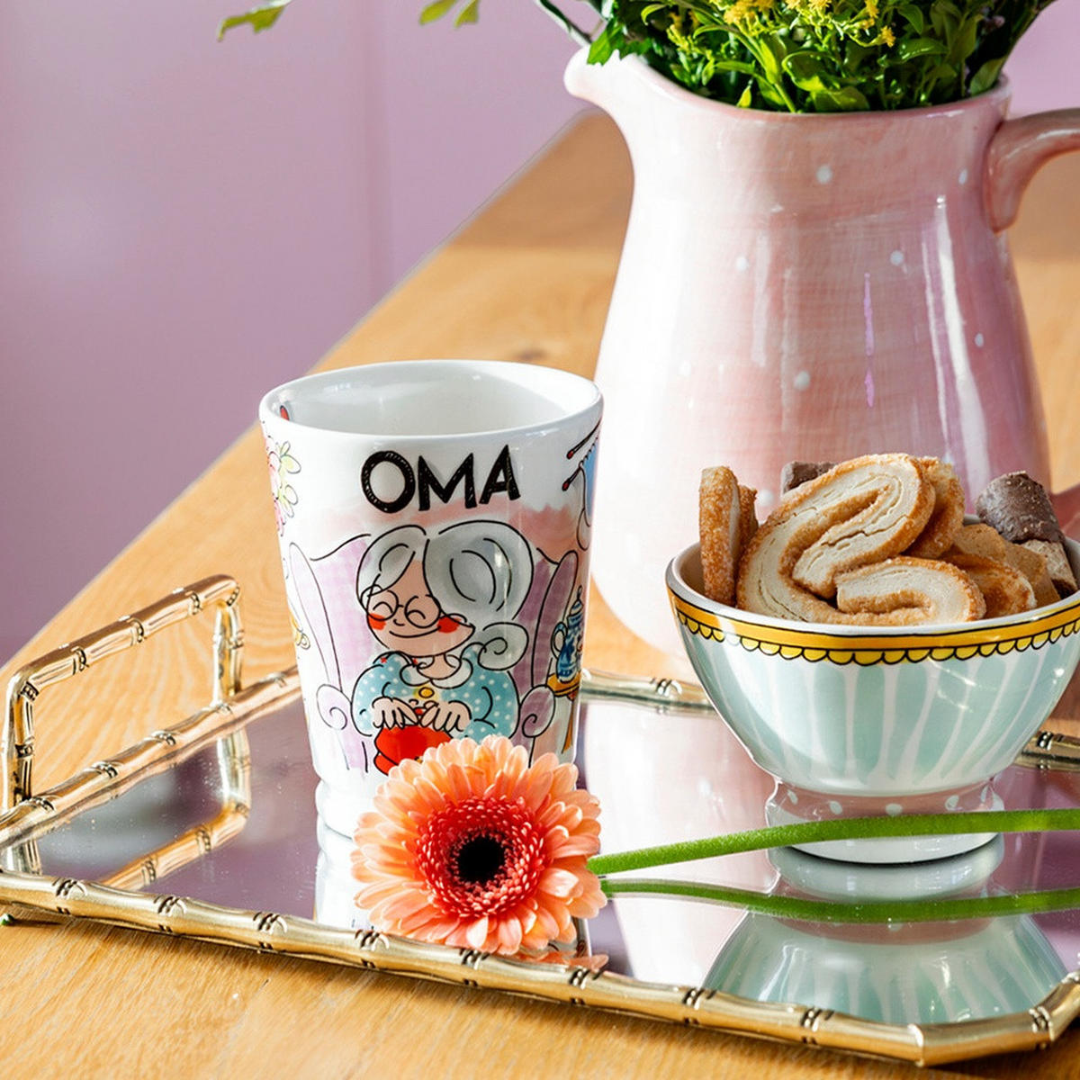 MAZAGRAN-BECHER Oma in Bunt - 500 ml - Multicolor, Keramik (0.5L) - Blond Amsterdam