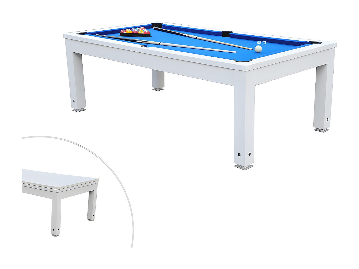 BILLARDTISCH - 8 Personen - holz - blau, weiß Snooker - Weiß, Holz (207/114.2cm) - Vente-Unique