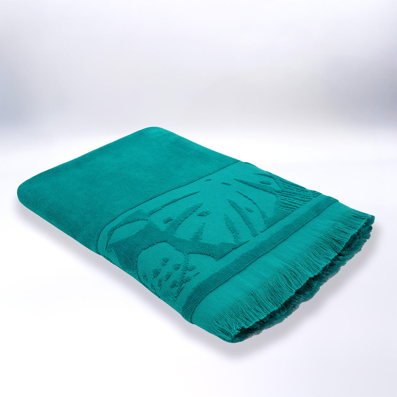 STRANDTUCH Frottee Velours Jacquard Ziseliert Kariba 90x170 340g/m² - Blau, Textil (90/170cm) - LE COMPTOIR DE LA PLAGE
