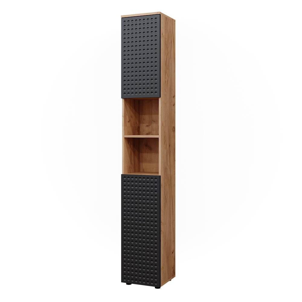 BADSCHRANK Irma Anthrazit gepunktet 30 x 192 cm - Anthrazit, Holzwerkstoff (30/192/30cm) - Vicco