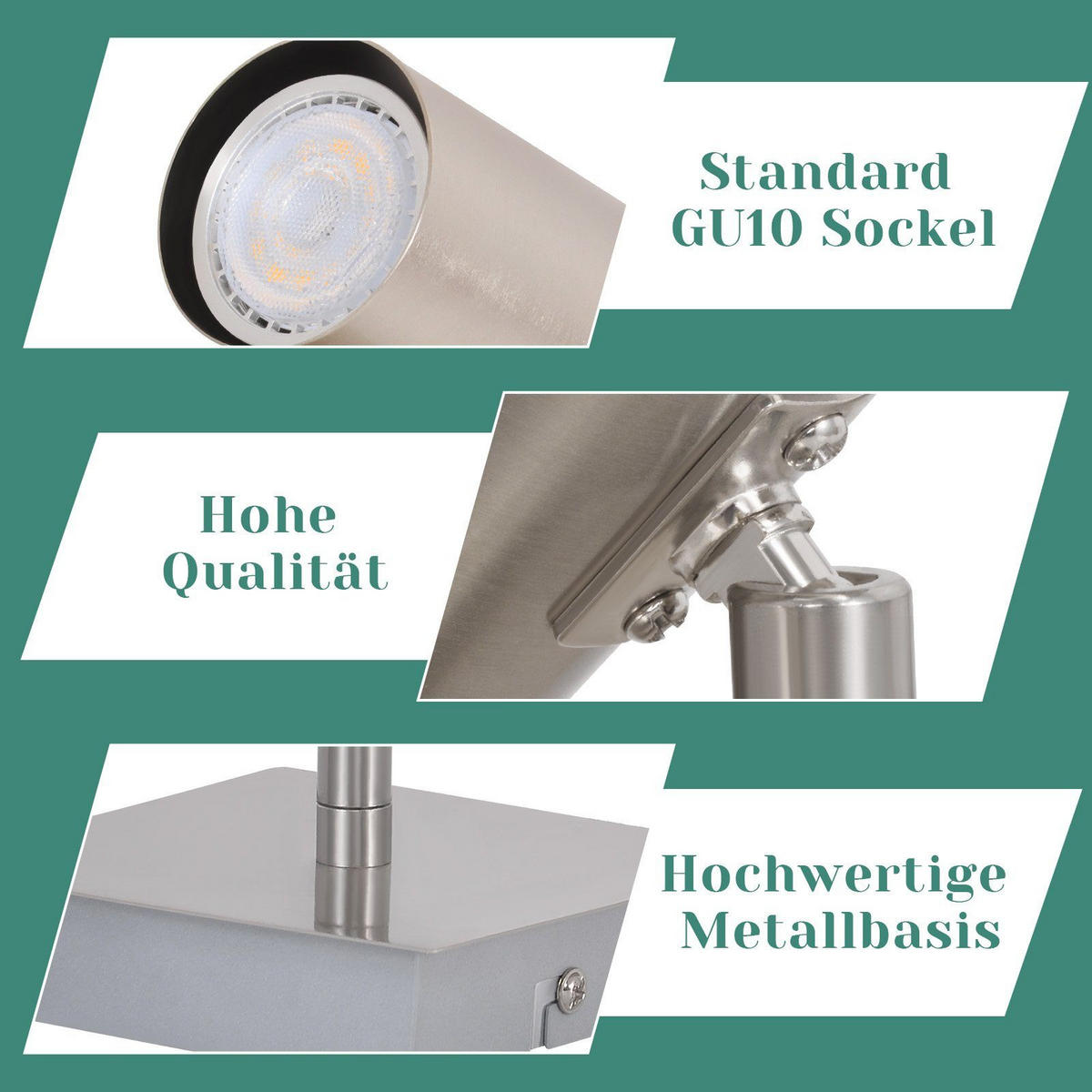 DECKENSTRAHLER Eddard 16.5/9/5.5cm - Silberfarben, Metall (16.5/9/5.5cm) - ZMH