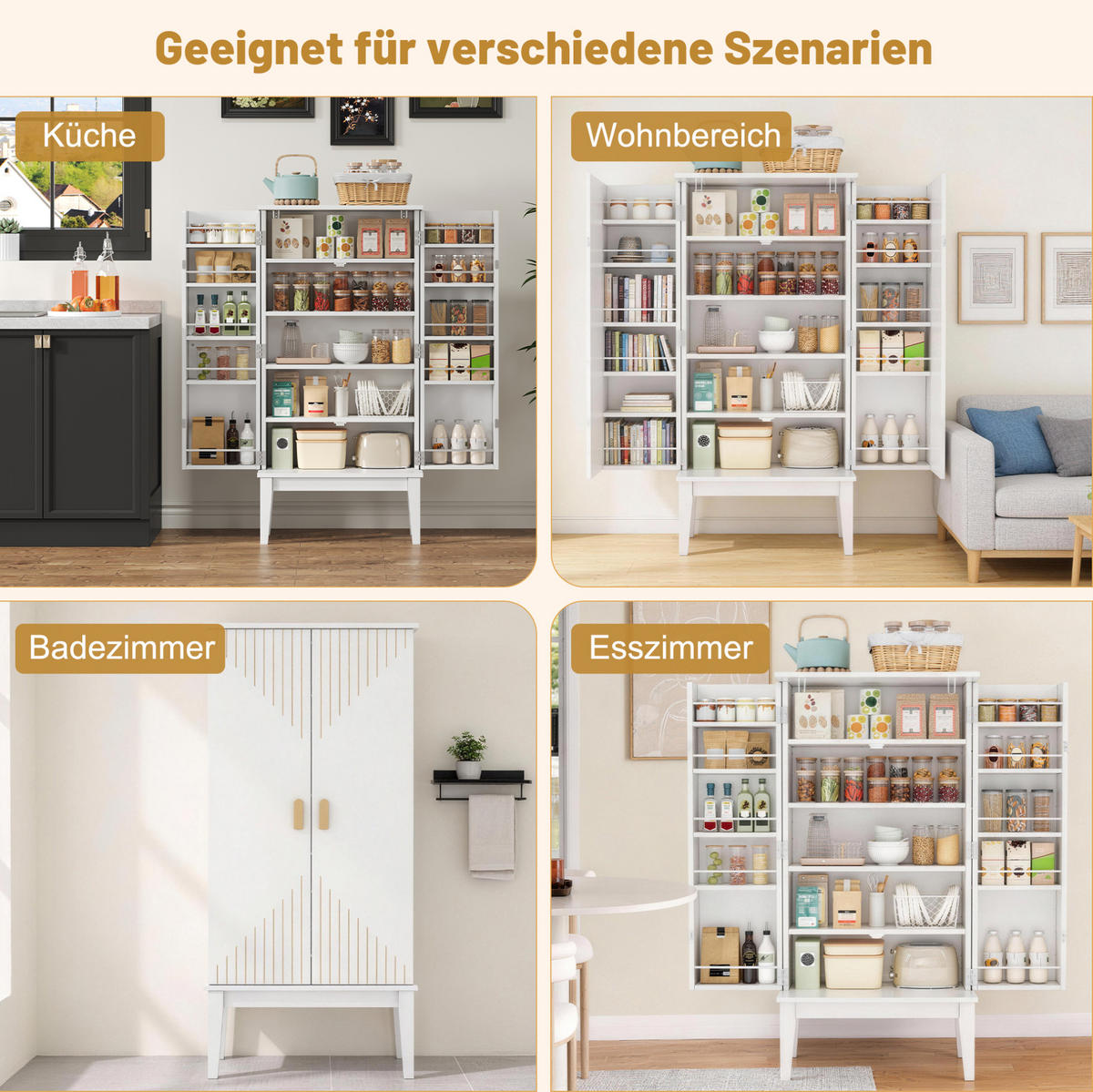 BUFFETSCHRANK 120/59/30 cm aus MDF mit 2 Türen und 5 Fächern im Vintage-Stil, Weiß - Weiß, Holzwerkstoff (59/120/30cm) - Redom