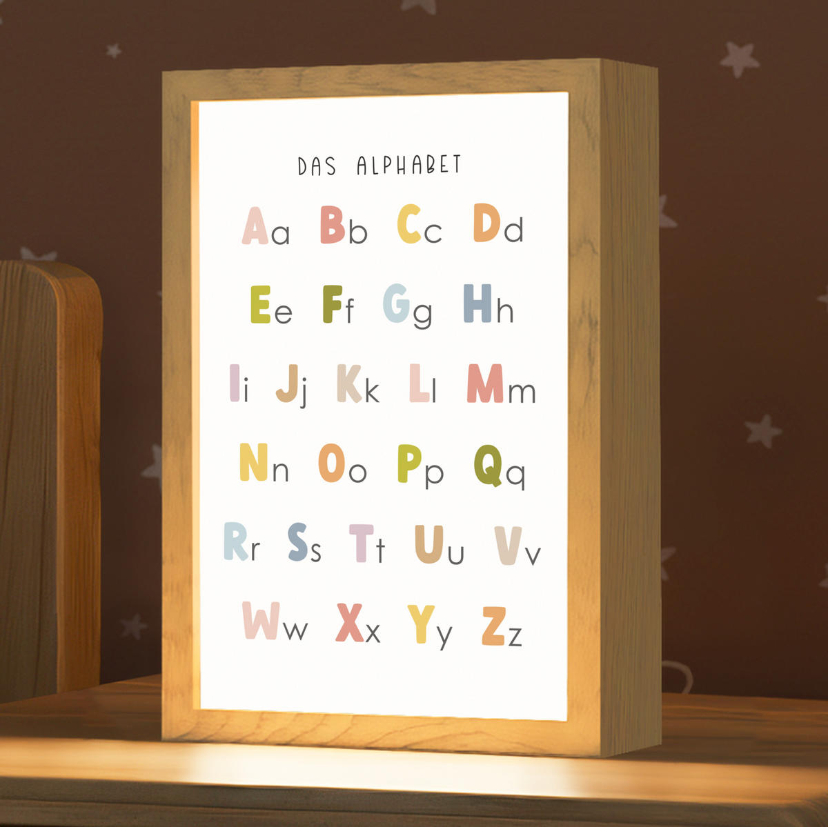 NACHTTISCHLAMPE Pädagogisch - Alphabet lernen - Farbenfroh - Weiß - Buchstaben 20x30 cm - Weiß, Holzwerkstoff (8/20/30cm)