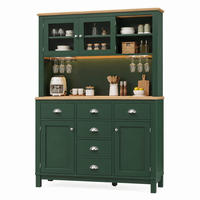 BUFFETSCHRANK mit LED-Lichtleiste 104x40x180 cm MDF Grün - Grün, Holzwerkstoff (40/180/104cm) - Meubliv