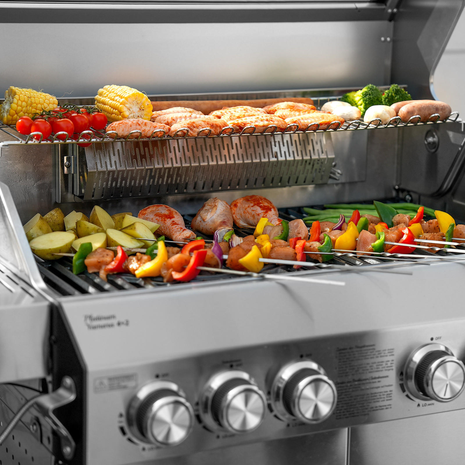 GASGRILL PLATINUM YAMARA 6+2 + Haube - Silberfarben, Metall (159/117/55cm) - TAINO