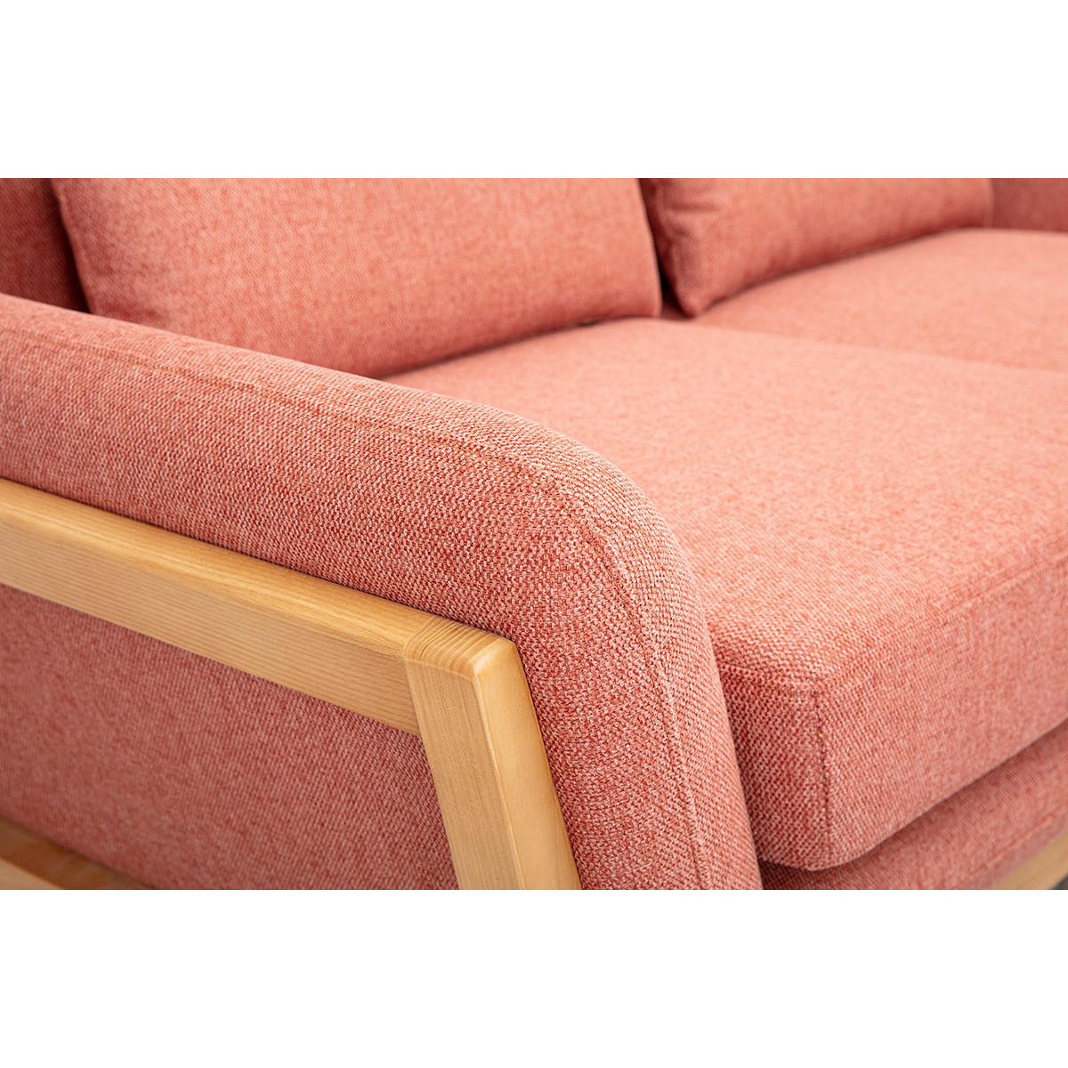 SOFA Skandinavisch 2-Sitzer Terrakotta Samt Stoff Helles Holz YOKO - Terracotta, Textil (85/79/159cm) - Miliboo