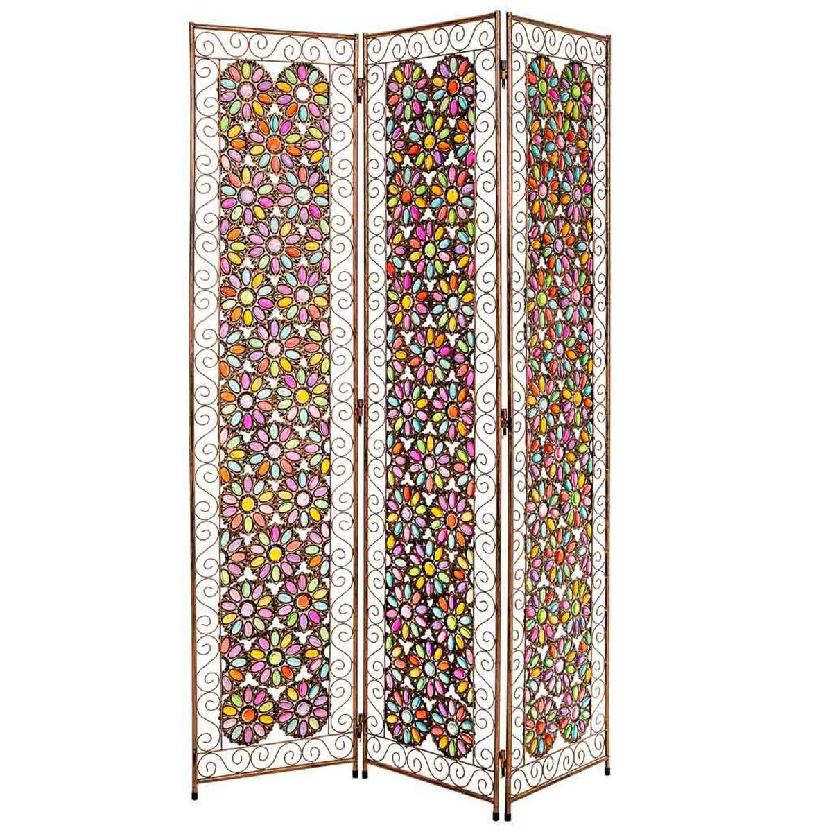 PARAVENT aus geflochtenem Papier, 120x3x172cm - Multicolor, Metall (160/172/3cm) - Wanderlust