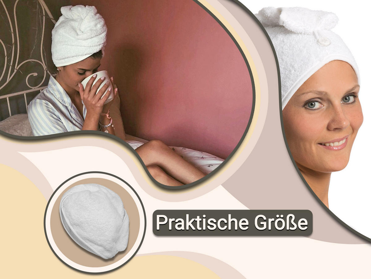 HAARTURBAN, 23x64 cm, 100% Baumwolle, Weiß - Weiß, Textil (23/64cm) - Zollner