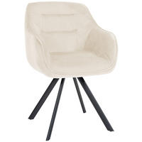 ARMLEHNENSTUHL Samt creme - Creme/Schwarz, Textil/Metall (57/90/63cm) - CLP