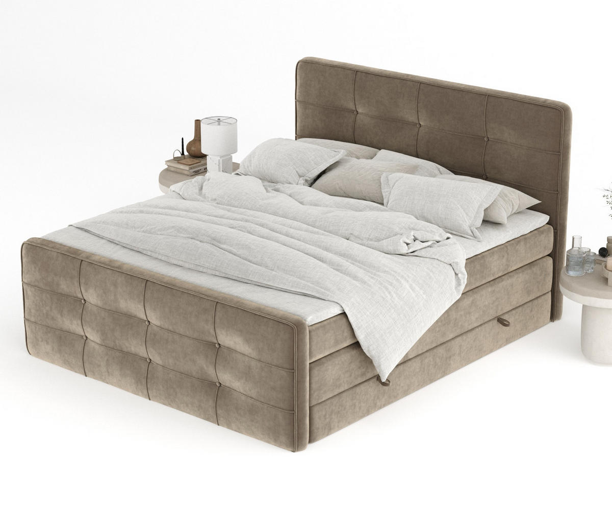 BOXSPRINGBETT Semplice Braun 180/200 cm - Schwarz/Braun, Holz/Holzwerkstoff (180/200cm) - Maison de Reve