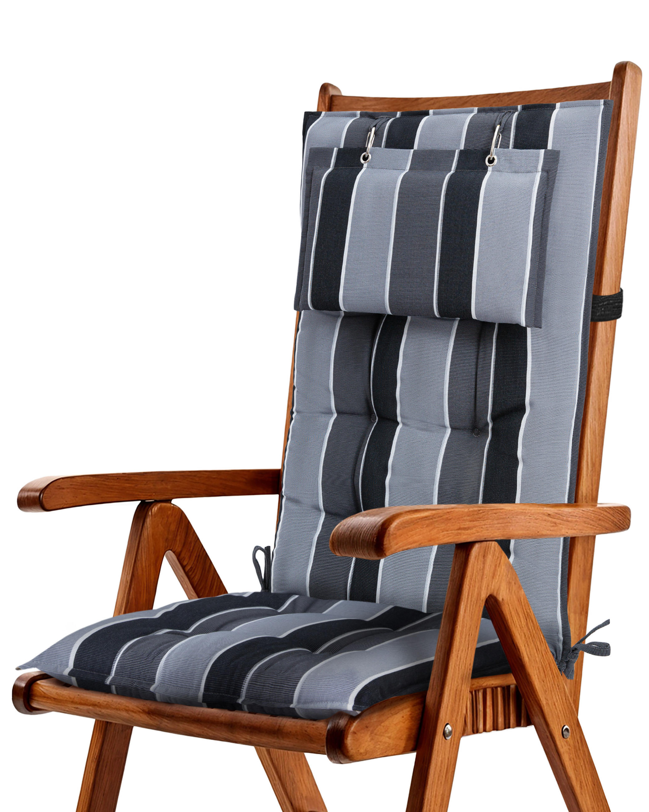 HOCHLEHNERAUFLAGE Sun-HL 119/50/8cm Anthrazit-Gestreift - Multicolor, Textil (50/8/119cm) - Beautissu 