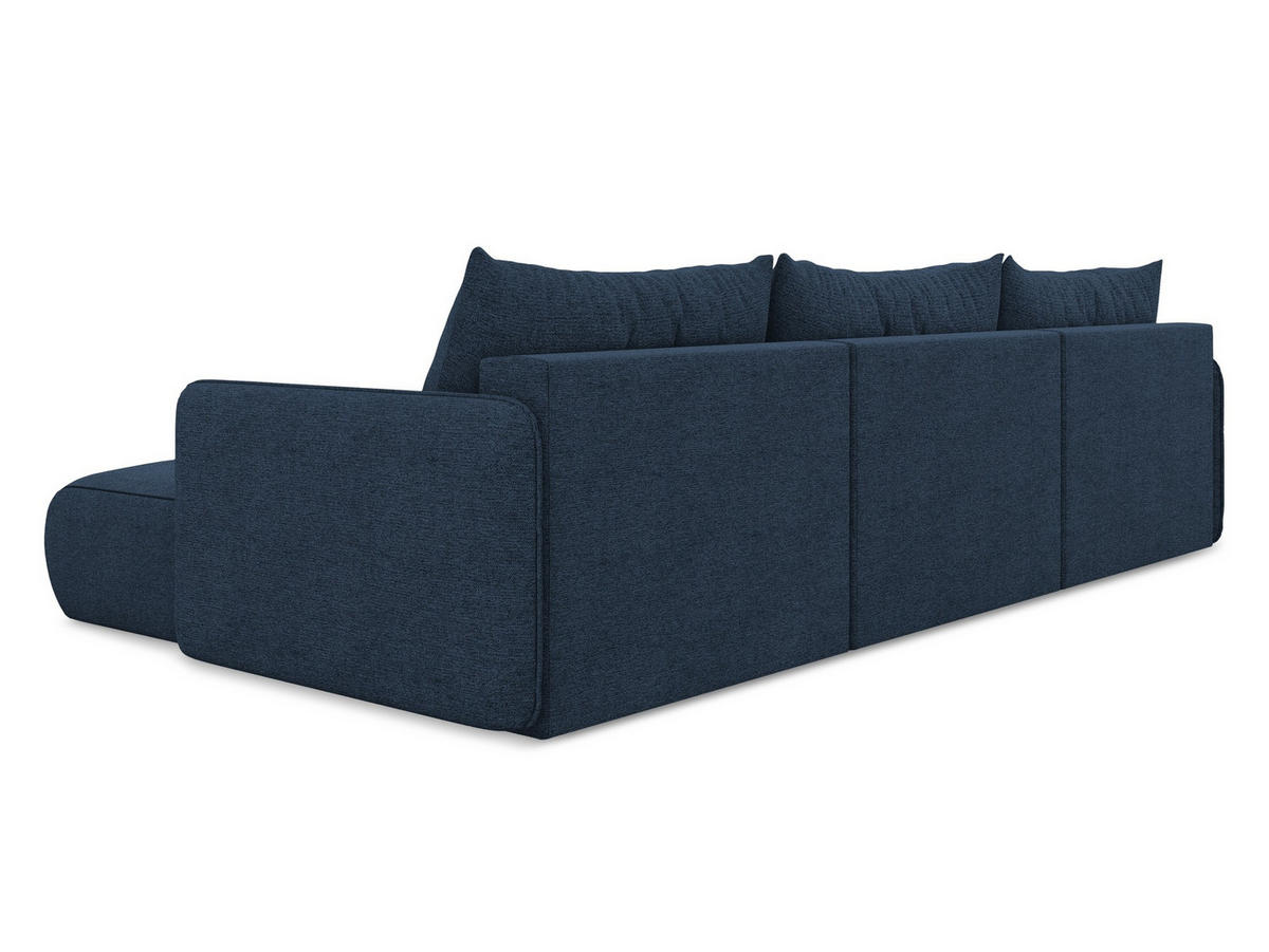 WOHNLANDSCHAFT Chenille Stoff Blau - Blau/Schwarz, Kunststoff/Textil (290/86/148cm) - Makamii